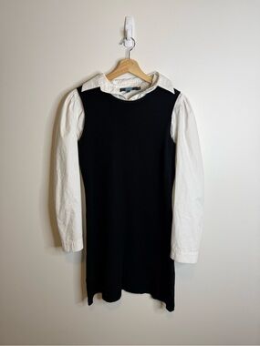 Eva Franco Black Sleeveless Shift Dress with White Shirt Anthropologie size smal